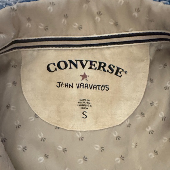 Silk Neutral Button-Up Blouse with Ruffle - Picture 2 of 9